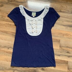 {Anthropologie} Little Yellow Button Brand   Pretty yoke and cap-sleeve Size-M